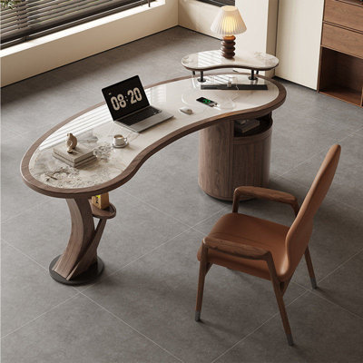 78.74"Medieval-style solid wood multi-layer board slate office desk