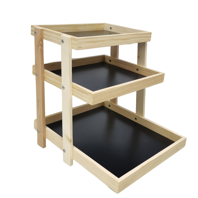 Tablette 15 po x 17,8 po x 18 po à 3 couches en bois, idéale pour l'organisation de garde-manger, les grandes surfaces, les épiceries et le support de concession