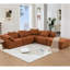 Canapé modulaire en chenille de 142 po en forme de L 142 po, orange, 5 pièces, pour canapé-lit personnalisable, revêtement en chenille, sans pieds, spacieux-190601987
