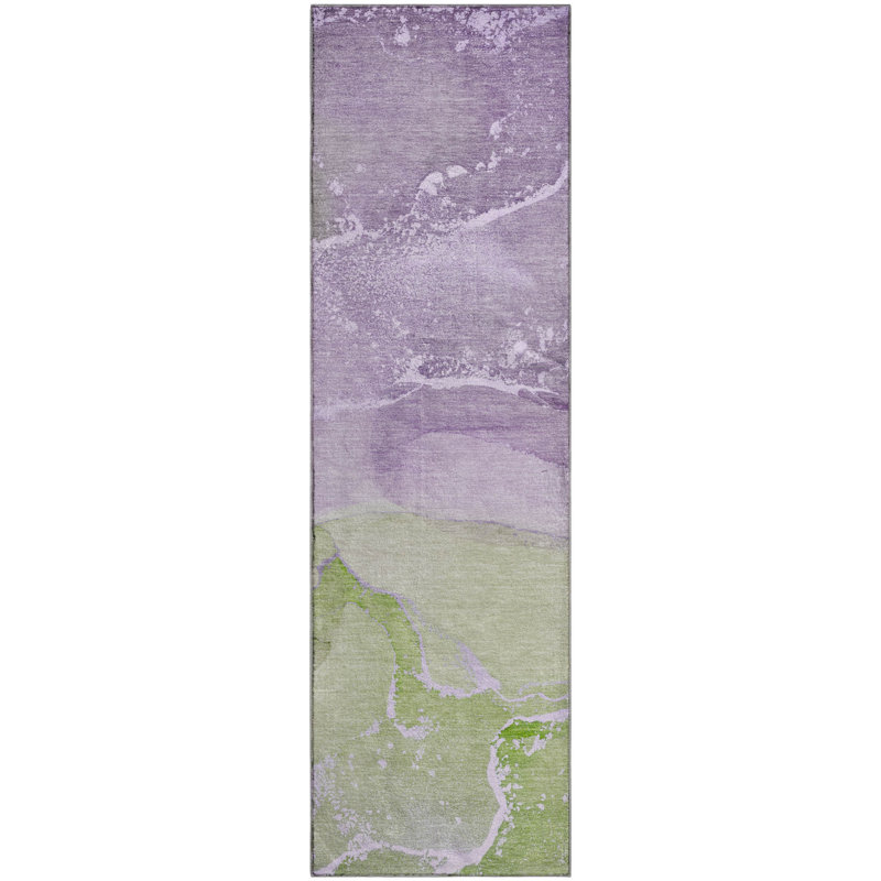Premium Machine Washable Cerrito AMF517 Purple Rug, Runner 2'3" x 7'6"