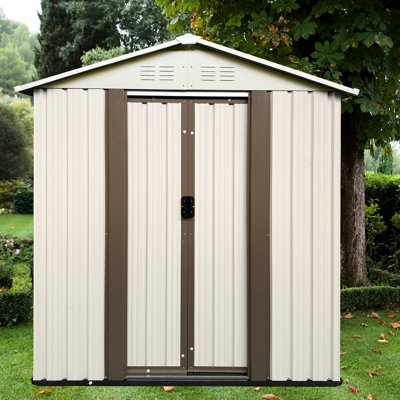5 x 3, remise pour outils de jardin d'extérieur, structure en alliage d'aluminium, performance durable, blanc crème, nouveau design, look moderne, intérieur spacieux, outils, ventilation, rangement manuel étanche