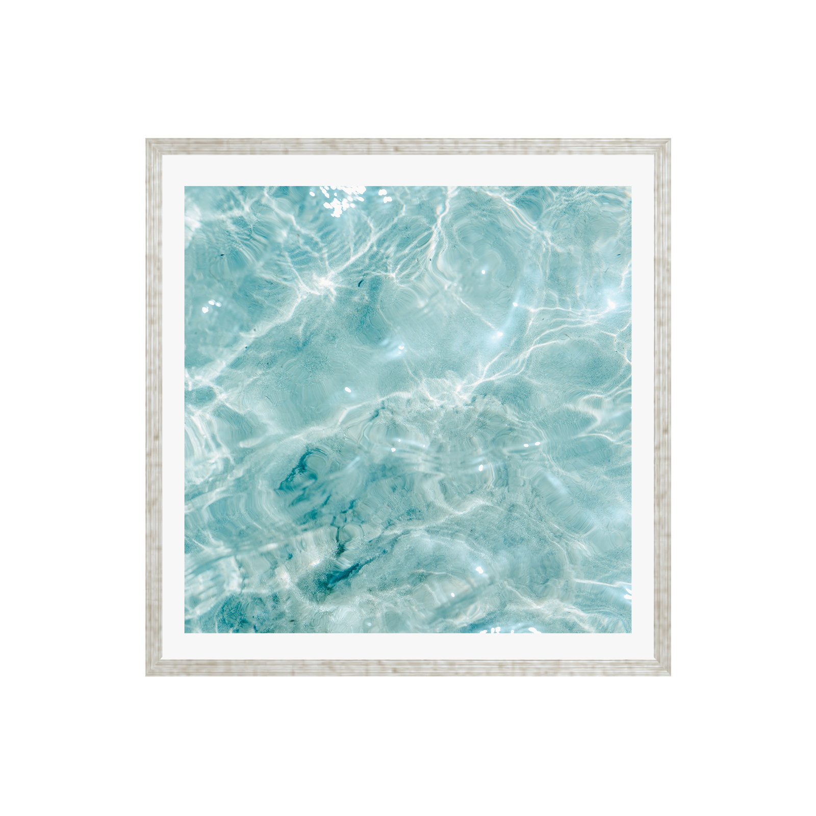 Clear Blue Water Colorful Ocean by Raisazwart, 12" H x 12" W x 0.75" D, Yes, Silver Single Picture Framed