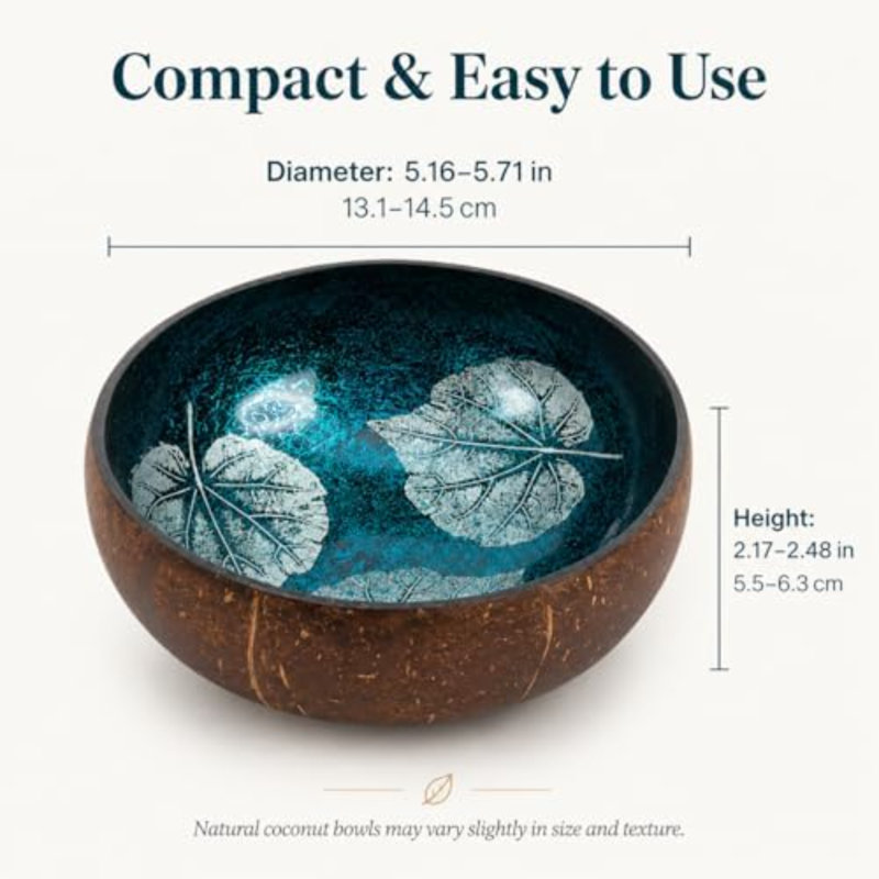Natural Natural Coconut Bowl, Blue,Black