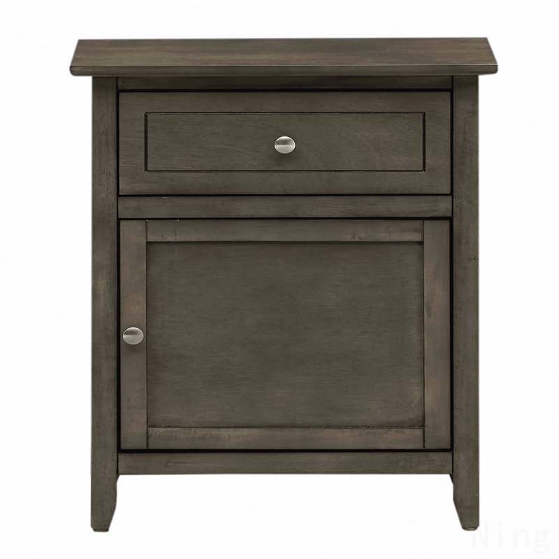 Table de chevet chic et transitionnelle grise, Gris