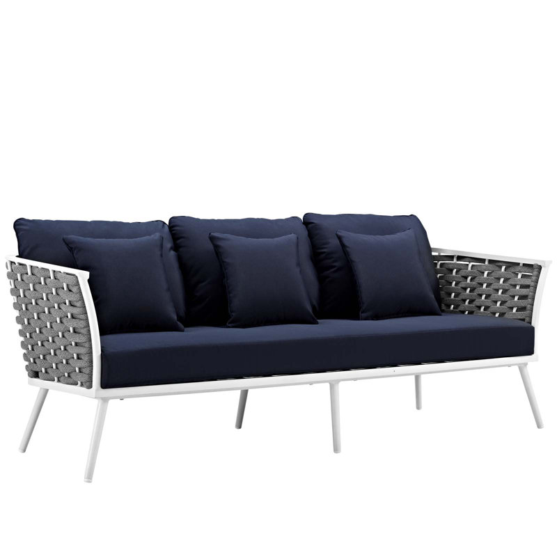 Canapé d'extérieur en aluminium Modway Stance, Bleu marine, Blanc
