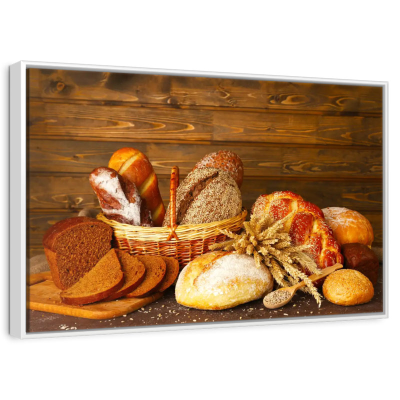 Bread Assortment, 31" X 21", Floating Frame White