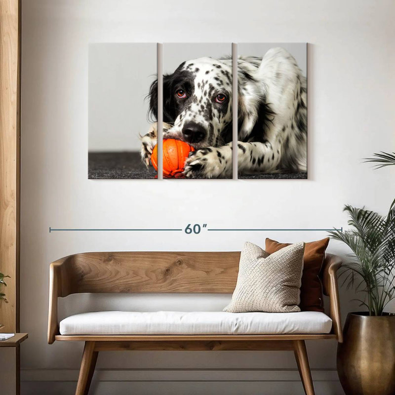Brampt Dog With Orange Toy, 28" H x 45" W