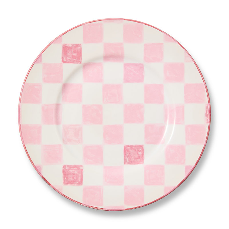 Check Salad Plate, Pink/White