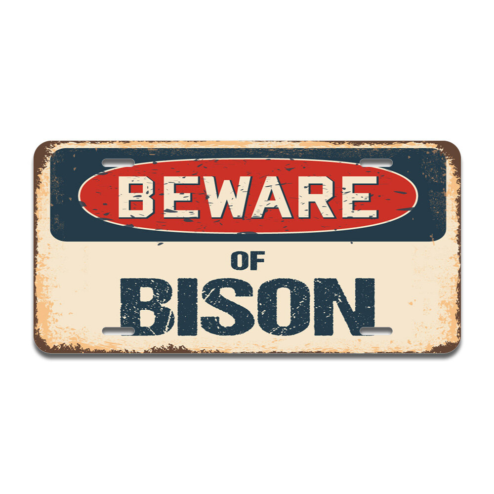 Signmission Beware Of Bison Aluminum Plate Frame 