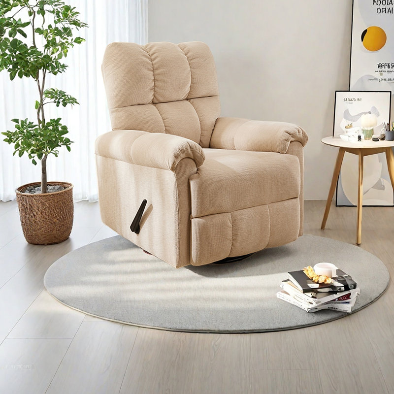 Ergonomic minimalist style Chenille recliner, Beige