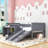 Twin Wood Low Loft Bed with Slide and Storage Shelves-361270213