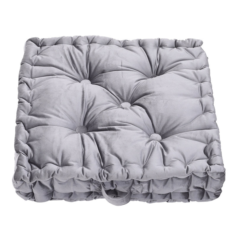 Akimos Cotton Square Floor Cushion Pad, Smoke Grey