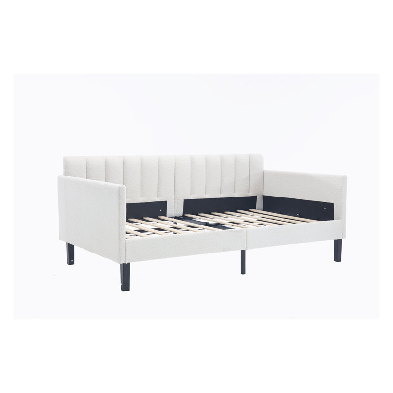 Elena Twin Size Upholstered Daybed, Twin, Ivory Boucle