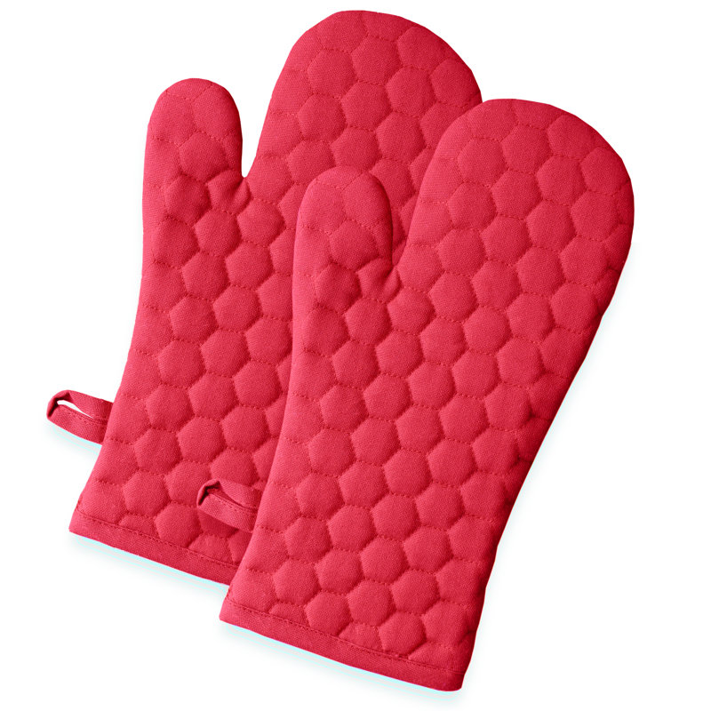 FabStyles Cotton Oven Mitt Set, Red