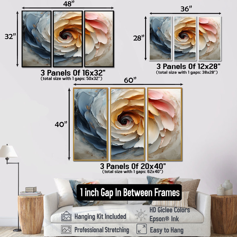 Ensemble de décorations murales spirales florales jaunes et blanches, H 28 po x l 36 po x P 1 po