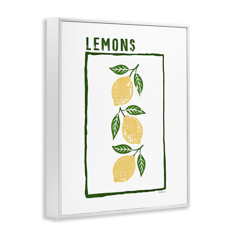 «Tasty Summer Lemons», dessin par Amanda Greenwood, H 20 po x l 16 po, Giclée encadrée blanc bord de mer