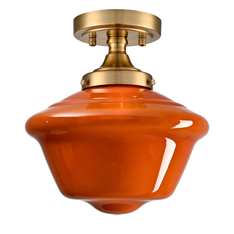 Wilkesville Flush Mount, Brass Gold, Orange