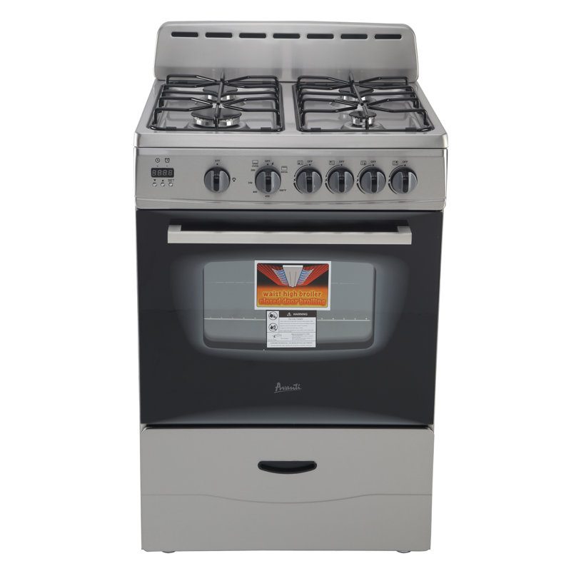 Avanti 24" Compact Gas Range Oven, Stainless Steel