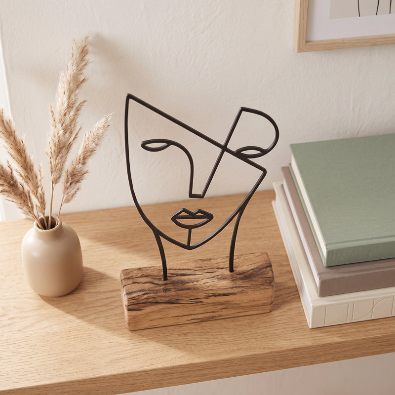 Contemporary Metal Tabletop People Face Sculpture