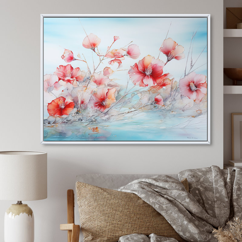«Hibiscus Bliss Flower Blooms», reproduction sur toile, Cadre photo noir, H 12 po x l 20 po