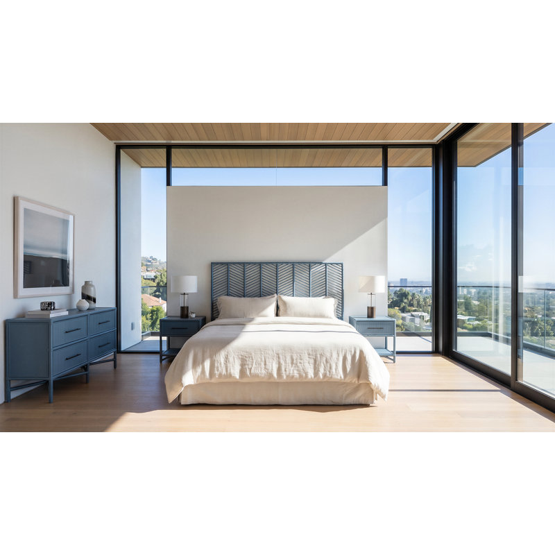 Liam; Juno 4 Piece Bedroom Set, Bleu régate, 4 Pcs: Dresser, Headboard, 2 Nightstands, Grand lit