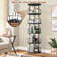 360 Rotating 5 Tier Bookshelf, Space - Saving Display For Bedroom, Black Finish Bookcase With Smooth Turntable, Functional Color-128957557