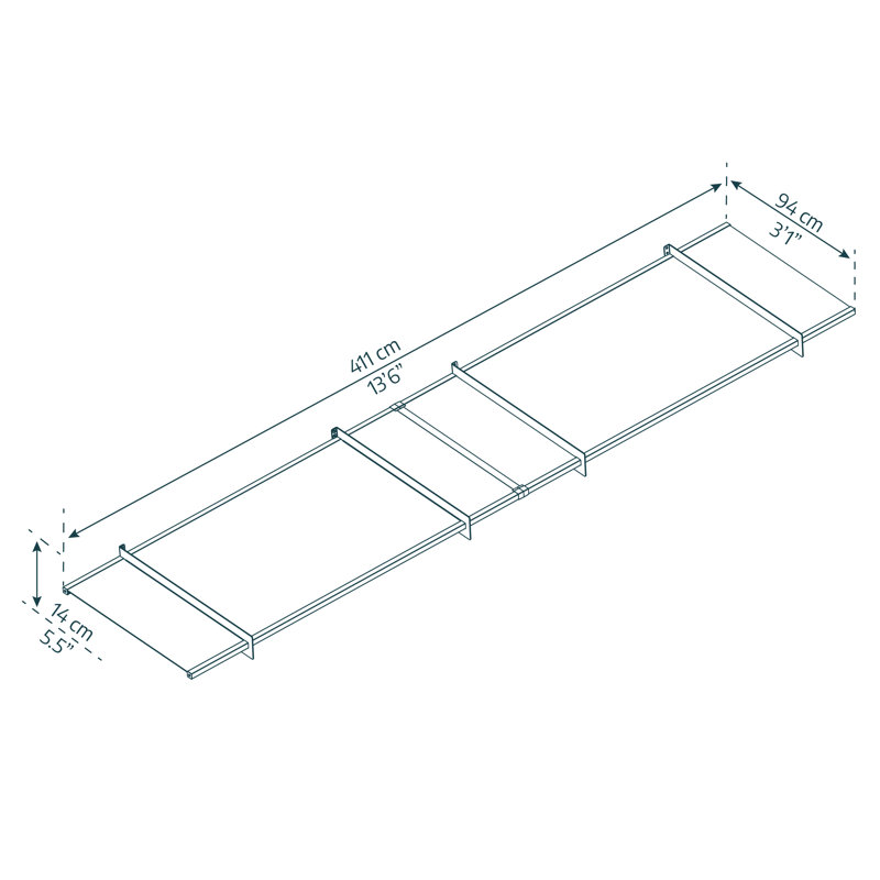 Palram - Canopia Nancy 14' W x 3' D Acrylic Galvanized Steel Slope Stationary Door and Window Awning Gray/Clear