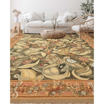 Hand-Knotted High-Quality Red and Gray Area Rug