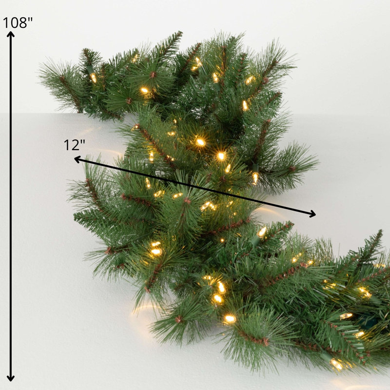Couronne de pin artificielle 9 pi, résistante aux rayons UV, vert