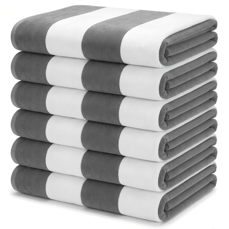 Ensemble de housse pour chaise longue de qualité supérieure en coton rayé Superior Cabana, Gris clair