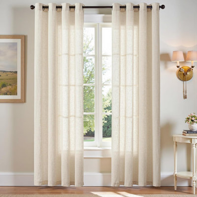 Ieda Linen Blend Semi-Sheer Curtain Pair