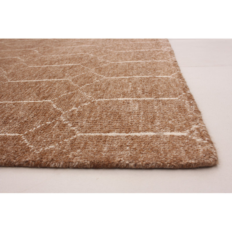 Tapis unique en laine noué à la main brun clair de 4 pi 11 po x 8 pi Fjorda