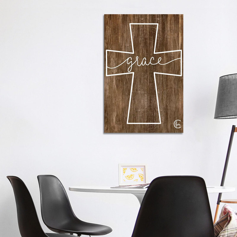 «Grace Cross», art textuel sur toile tendue, H 40 po x l 26 po x P 1,5 po