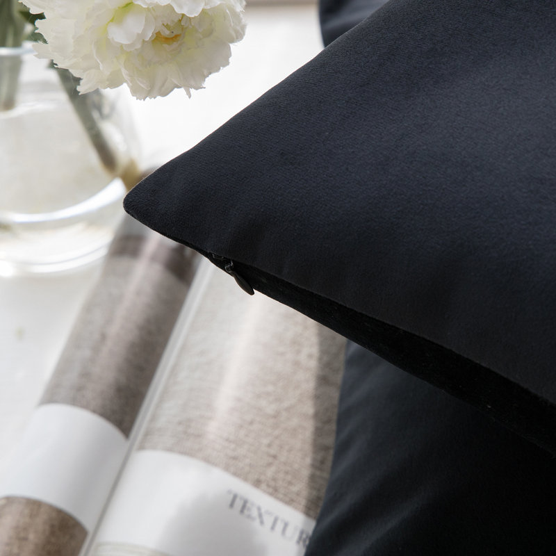 Coussins décoratifs en velours, coussin décoratif uni, Bleu foncé - paquet de 2, Polyester-SV, Carré 22 po x 22 po