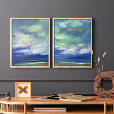 Island Dusk - reproduction encadrée de qualité supérieure - prête à être accrochée - aucun clou requis - aucun clou requis