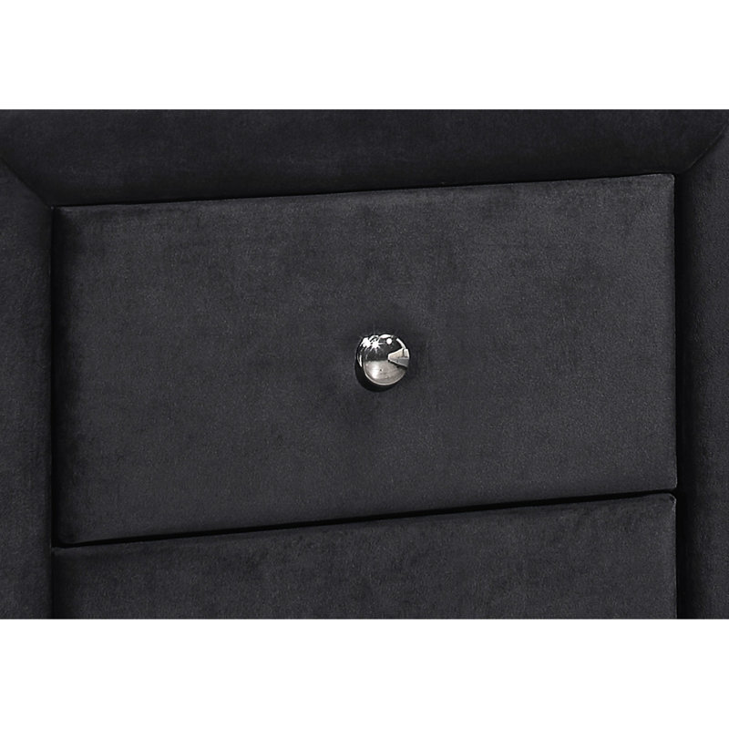 No Assembly Required Nightstand With Grey Velvet Exterior And Storage Option Transitional Finish Options