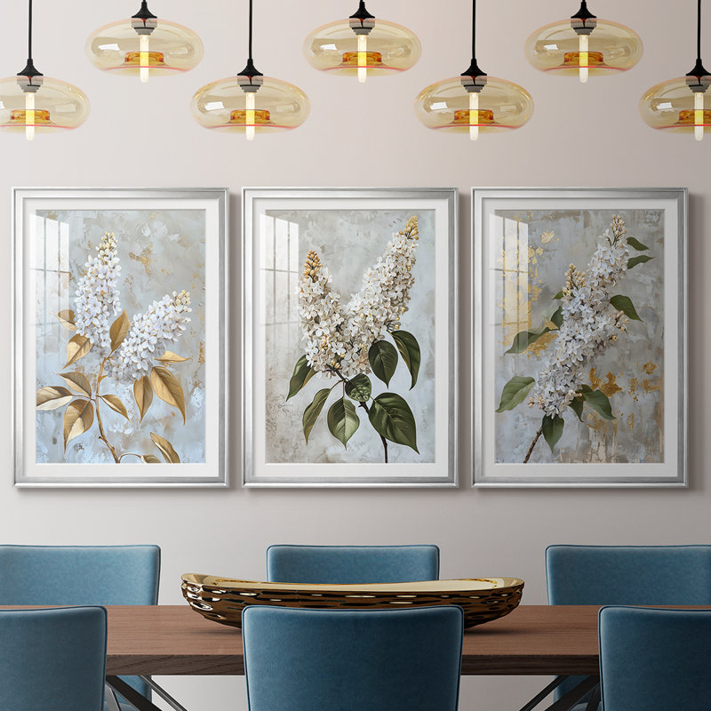FLORAL Series CCXLV III - Impression personnalisée de qualité supérieure avec passe-partout - 3 pièces, H 30 po x l 63 po