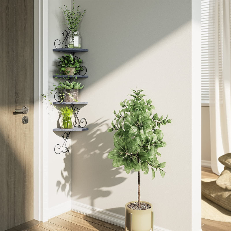 Naelle 4 Piece Tiered Corner Shelf, Grey