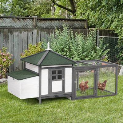 Poulailler 77 po en bois gris avec aire de nidification, chambre de poulet Easy Interior Design, ventilé