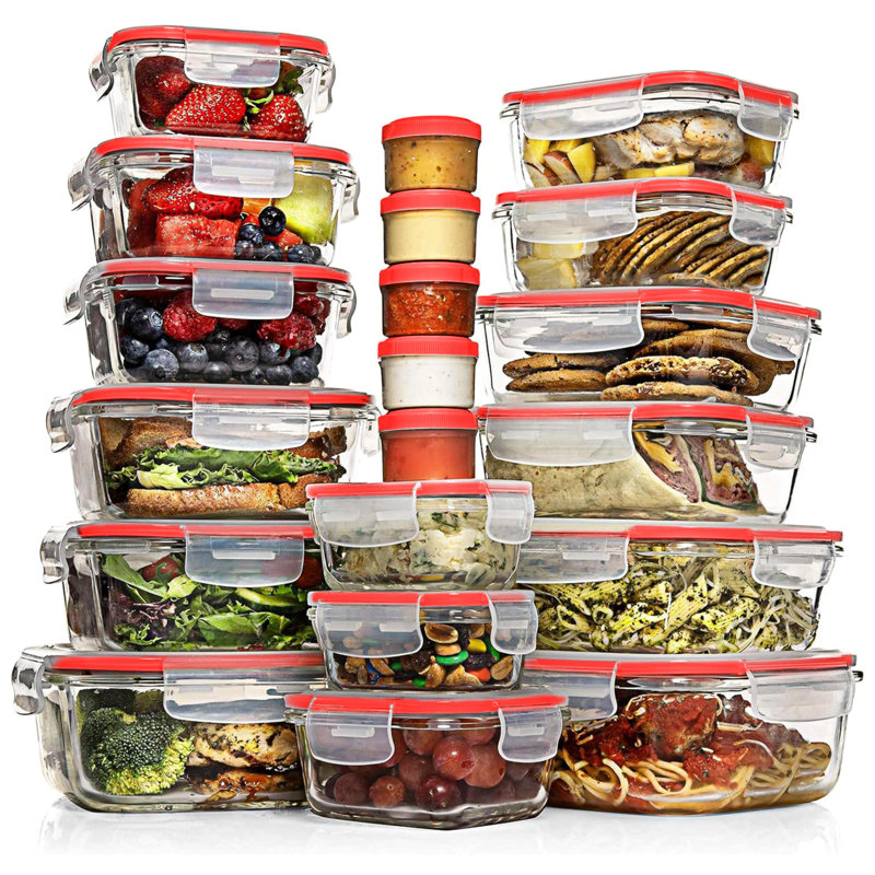 Contenants en verre pour aliments avec couvercles, boîtes à bento hermétiques pour préparation de repas, sans BPA, 100% étanche, 20 pièces