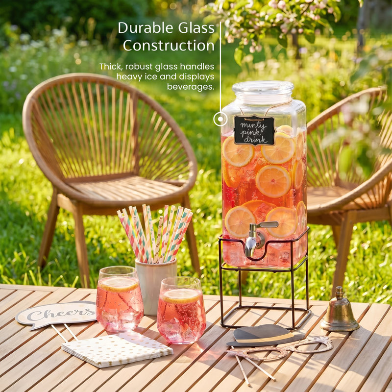 Square 80 oz. Beverage Dispenser with Stand