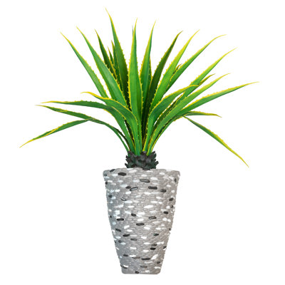 58 " H Faux Agave Succulent in Fiberstone Planter