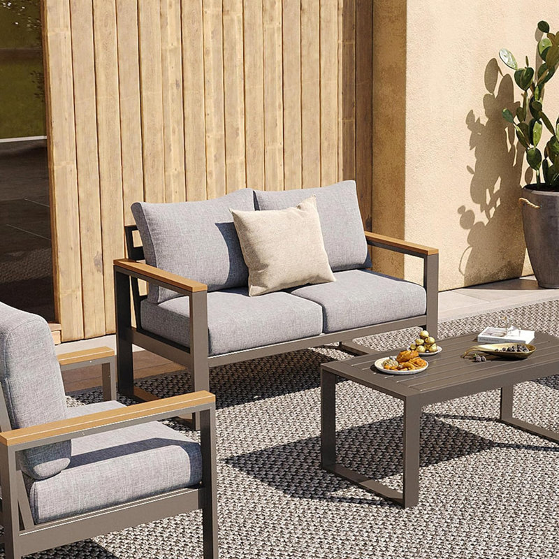 Causeuse d'extérieur en aluminium pour patio, Gris