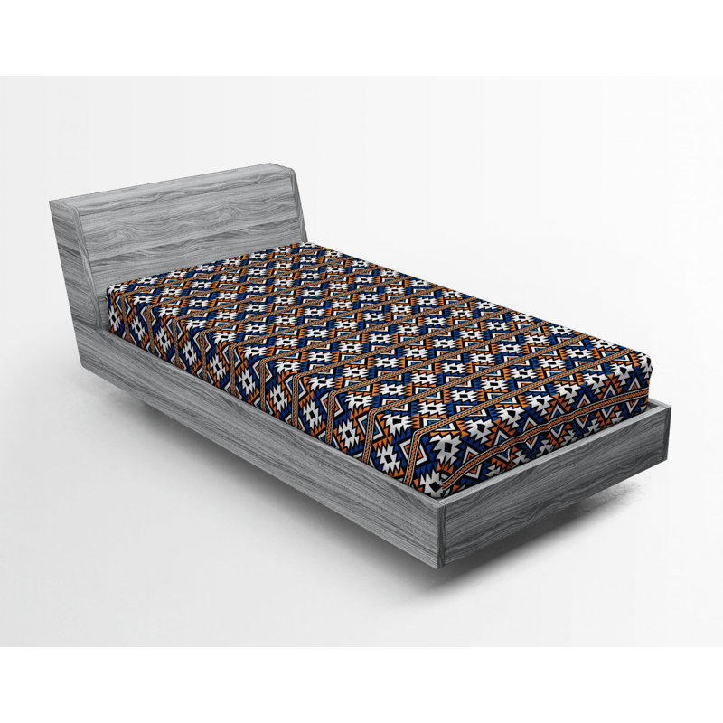 Microfiber Fitted Sheet, Twin Fitted Sheet, Blue Ikat