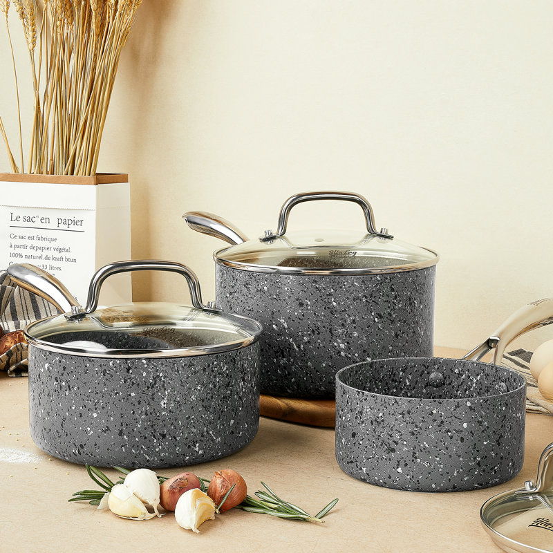 Casserole en granite antiadhésive en aluminium, 1 pinte, Gris
