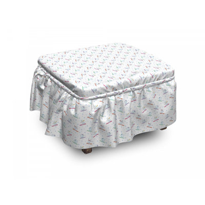 Ensemble de housse pour repose-pieds à coussin de boîte 2 pièces ours teddy