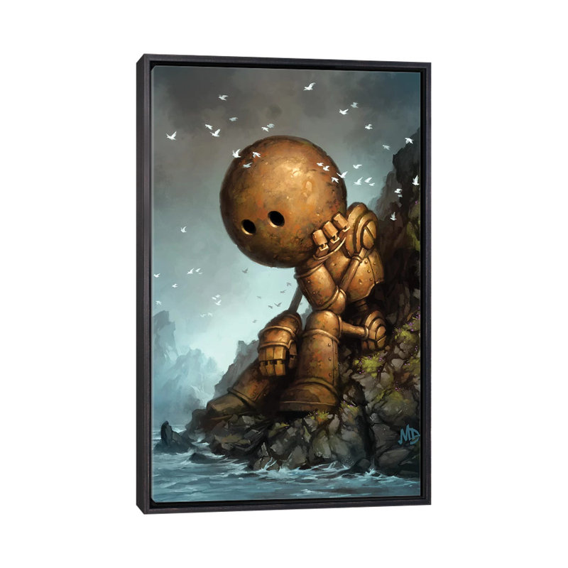 Décoration murale pour enfants Introversion, Toile avec cadre noir patiné, H 26 po x l 18 po x 1,5 po