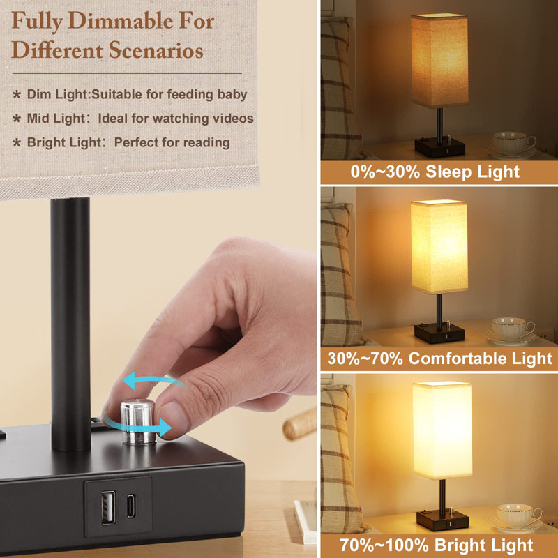 Nikosava Wood USB Table Lamp, White
