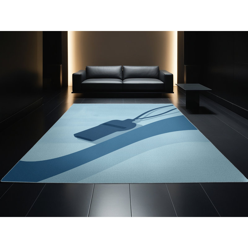 Tapis bleu moelleux doux et moelleux à motif d'arbitre sifflet - Reliure bleu ciel, 8 x 12