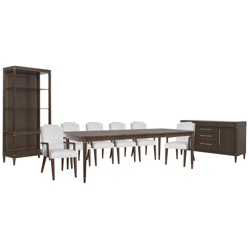 Leg Dining Table, 9 pièces: table, 6 chaises, buffet, étagère